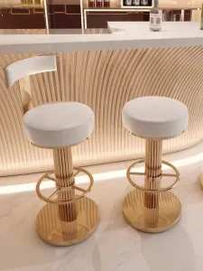 Light Luxury Modern Wood Swivel Bar Stool for Dining Restaurant Hotel Bar Cafe Living Room
