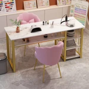Light Luxury Modern Wood Top Nail Tables for Salon & Mall Use Single/Double Professional Manicure Table