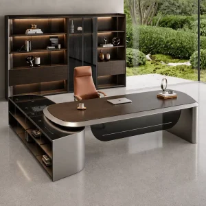 Light Luxury Modern Wooden Executive Office Desk Matte Panel Waterproof Desktop Boss Work Table for CEO Manager Home Office