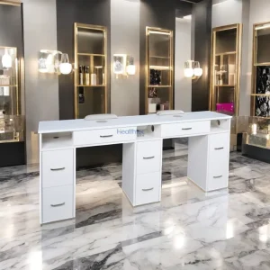 Light Luxury Nordic Cream Style Nail Desk Professional Manicure Table Marble Panel Nail Tables