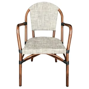 Light Luxury Outdoor Arm Chair Bamboo Aluminum Bistro Dining Furniture