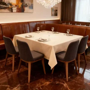 Light Luxury Restaurant Dining Furniture Set Coffee Tea Shop Fabric Wood Chairs and Table Booth Sofa