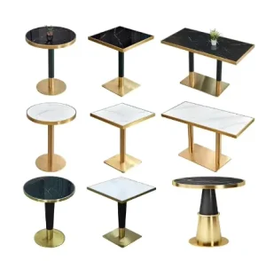 Light Luxury Restaurant Table Durable Wooden Marble Dining Table Furniture for Commercial Hotels Use