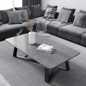 Light Luxury Simple Modern Coffee Table with Geometric Design and Sintered Stone Top for Small Homes Living Room Furniture