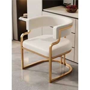 Light Luxury Simple Modern Fabric Dining Chair with Armrests Non Folding & Non Rotating for Home Office Hotel Dining Rooms
