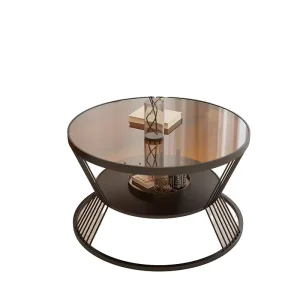 Light Luxury Small Glass Tea Table for Living Room for Family Hotel or Apartment Cream Wind Net and Red Table Design