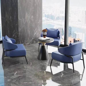 Light Luxury Solid Wood Iron Frame Single Reception Negotiation Table Chair Set Modern Leisure Sofa Home Hotel Living Room