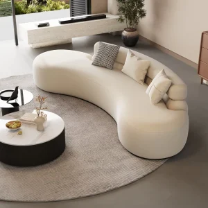 Light Luxury Solid Wood Modern Curved Sofa Eco Friendly Villa Hotel Office Reception Furniture