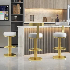 Light Luxury Stainless Steel Bar Chair Lifting High Stool Rotating Commercial Use Hotel Cafe Back Stool Made China Manufacturers