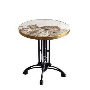 Light Luxury Stone Slab Table with Slate Top for Milk Tea Shop Cafe Bar BBQ Restaurant Small Square Tables Customizable Colors