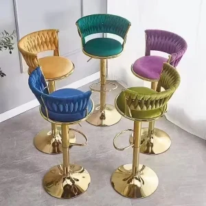 Light Luxury Style Commercial Use Bar Stool Height Adjustable Swivel Bar Chair for Home Salon Cashier’s Desks
