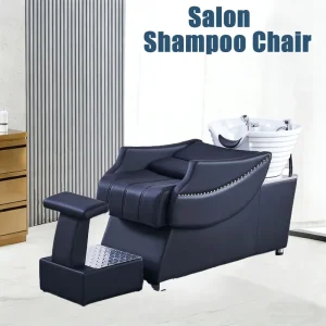 Light Luxury Style Hair Salon Shampoo Bed Ceramic Basin Semi Reclining Washing Bed Factory