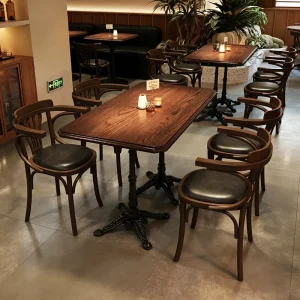 Light Luxury Vintage Industrial American style Restaurant Table and Solid Wood Chairs for Cafes Bars and Dining Furniture