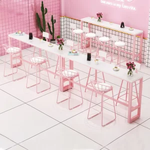 Light Luxury Wall Mounted Bar Counter Home Commercial Use High Leg Table Chair for Milk Tea Shop Restaurant Bar Furniture Set