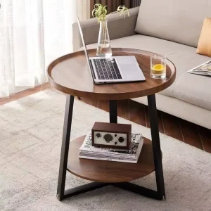 Light Luxury Wooden Double-Layer Adjustable Height Portable Small Apartment Coffee Table Living Room Corner Sofa Side Table