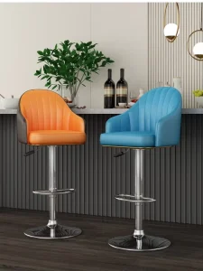 Light Luxury Wrought Iron Bar Stool Height Adjustable Swivel Modern Minimalist Design Home Commercial Use High Back Stool