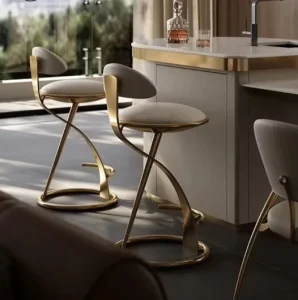 Light Luxury bar Chair Simple High Chair bar Stool Modern Home Metal Island Leather bar Chair