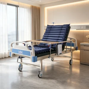 Light Mobile Semi Curved Manual Hospital Bed Back Lifting Leg Tilting Safety Rails Traction Bracket for Community Medical Care