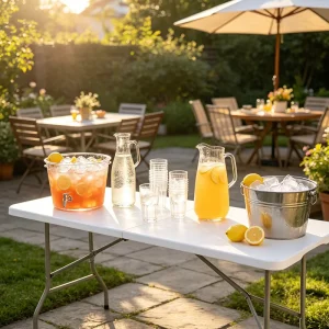 Light Weight 180Cm Rectangle HDPE Plastic Folding Table Modern Durable for Hospital Hotel Villa Use