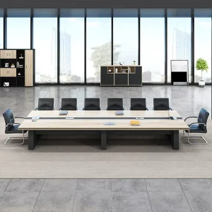 Light Wood Grain Executive Conference Table L2.4*W1.2m Office Furniture Negotiation Table Training Table Made of MDF Wood Panel