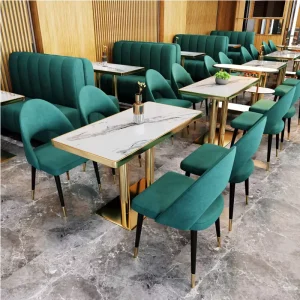 Light luxury Fabric Stainless Steel Modern Booth Sofas Tables Chait Set for Western Restaurants Dessert Shops bar Steakhouse