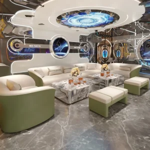 Light luxury High end Solid Wood Bar Furniture U shaped Coffee Table Set for Nightclub KTV & Hotel with Modern Minimalist Design