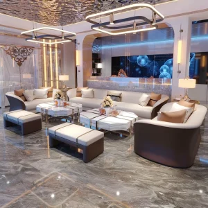 Light luxury High end Solid Wood U shaped Coffee Table Set for Home Bar Cafe and Nightclub KTV with Modern Minimalist Design