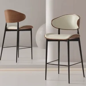 Light luxury Italian Minimalism Metal bar Stool with Backrest Mobile Commercial Use High end Household Design Tall Single Chair