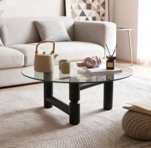 Lightweight Design Sense Coffee Tables Stable Support Glass Coffee Table Set Living Room Red Oak Base Coffee Table