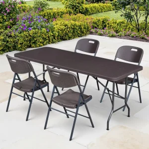 Lightweight Foldable Plastic Dining Table Modern Waterproof Durable Outdoor Events Garden Furniture for Hospital Hotel School
