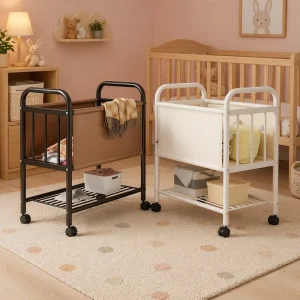 Lightweight Movable Household Wheeled Laundry Hamper Laundry Cart Wheeled Laundry Basket for Apartment Balcony Laundry Space