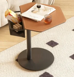 Lightweight and Luxurious Hexagonal Steel Coffee Table with Magazine Storage Space Movable Modern Design for Living Rooms