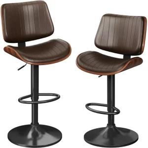 Linear Stitching Bar Stool SGS Gas Lift Anti Slip Scratch Resistant Base High Density Padding Backrest Seat Footrest for Pub