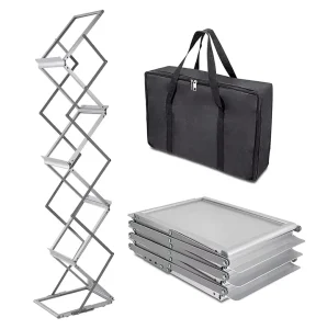 Literature Catalog Rack Foldable Magazine Brochure Display Rack Stand with Portable Oxford Bag for Office Store
