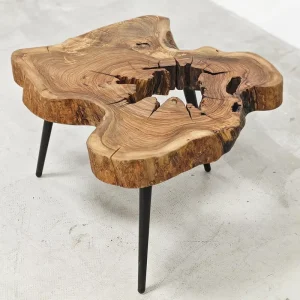 Live Edge Wooden Tea Coffee Table Natural Color Wood Natural Olive Wood Slab