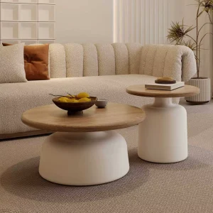 Living Room Black Decor Nordic Round Glass Luxury Wood Set Modern Cloud Cream Coffee Tables for Home