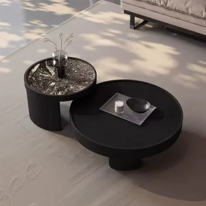 Living Room Coffee Table Set Creative Marble Round Living Room Coffee Table Set Luxurious Center Table Set for Home Use