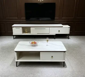 Living Room Furniture Coffee Table and TV Stand Retractable Television Showcase Console Storage Cabinet Modern
