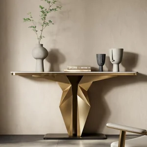 Living Room Furniture Entrance Metal Nordic Modern Entry Marble Hallway Luxury Gold Console Table