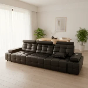 Living Room Furniture Factory Modern Top Grain Leather Sectional Sofa Villa Sofa Apartment Sofa North America 3 Sets