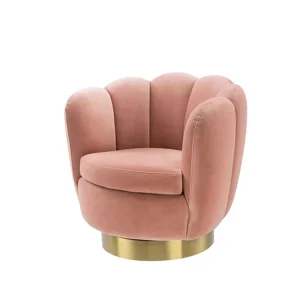 Living Room Furniture Luxury Soft Velvet Flower Shape Single Sofa Gold Base Contemporary Small Sofa Small Modern Sofas