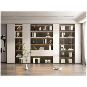 Living Room Furniture Modern Bookshelves Desks Space Saving Wood Design for Home Office Apartment Free Customizable Shelves