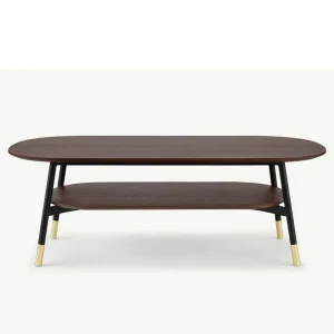 Living Room Furniture Modern Coffee Table with Wooden MDF Top and Walnut Veneer Panel Design Home Furniture