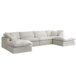 Living Room Furniture Modern Linen L shape Sectional Sofa Cloud Down Modular Sofa