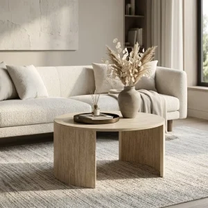 Living Room Furniture Retro Rustic Farmhouse Wooden Coffee Center Corner Table Wooden Round Tea Table Side Table