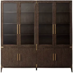 Living Room Furniture Storage Solid Wood Bookcase Wooden Shelf Bookshelf Double Cabinet