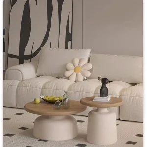Living Room Furniture Wooden Coffee Tables Versatile Round Coffee Table Metal Side Tea Table