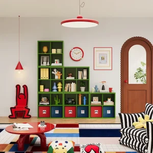 Living Room Green Steel TV Stand Storage Cabinet