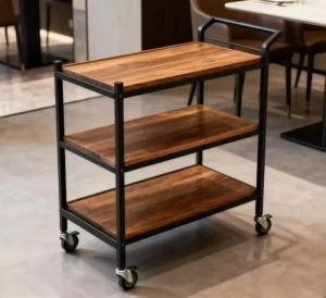 Living Room Household Small Apartment Simple Coffee Table Metal Frame Wood Top Table
