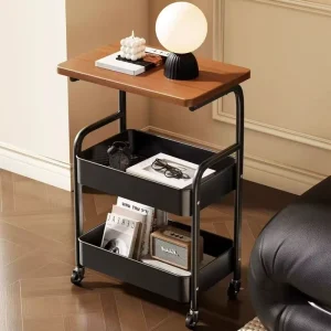 Living Room Mobile Coffee Table Sturdy Storage Cart Sofa Side Table Storage High Value Side Table Rolling Storage Cart